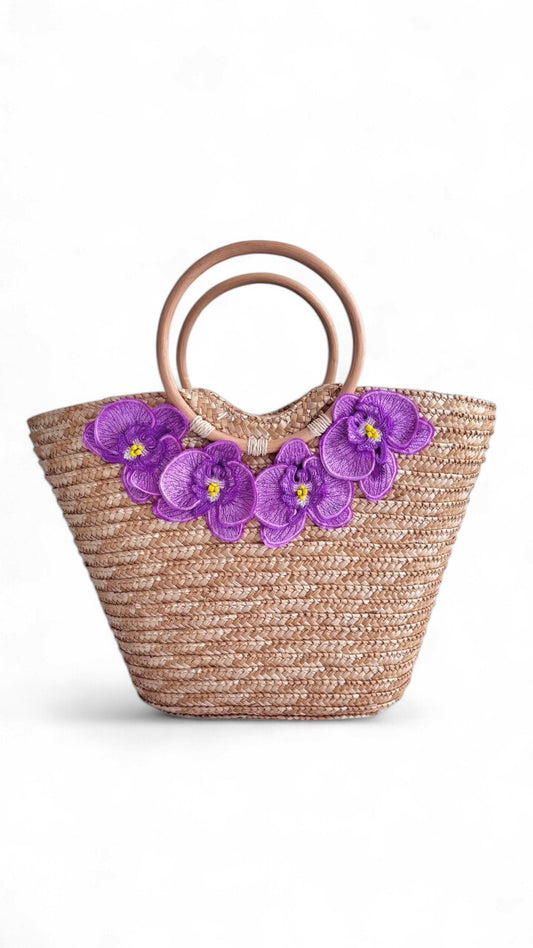 Goddess in Lilac Straw Beach Bag
